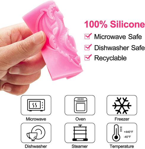 2 Pieces Dragon Silicone Mold Cute Dragon Fondant Mold Animal Dragon Chocolate Mold Baking Mould Tool for Cake Decorating Polymer Clay (Flying Dra...