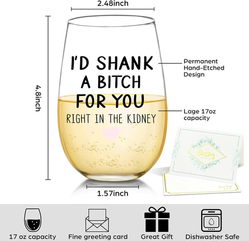 Best Friend, Friendship Gifts for Women - I'd Shank A Bitch for You Right Funny Best Friend Birthday Gifts for Women, Her, Unique Gifts Ideas for ...