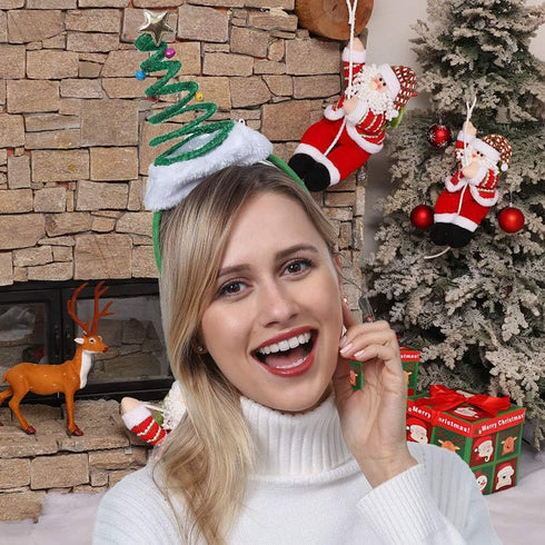 ADJOY Springy Christmas Tree Headband with Bells Santa Headwear - One Size Fits Most...
