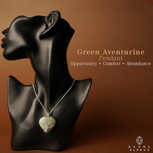 Heart Necklace for Women, Handmade Green Aventurine Crystal Pendant Birthstone Necklaces for Chakra Healing Good Luck Meditation, Tree of Life Cry...