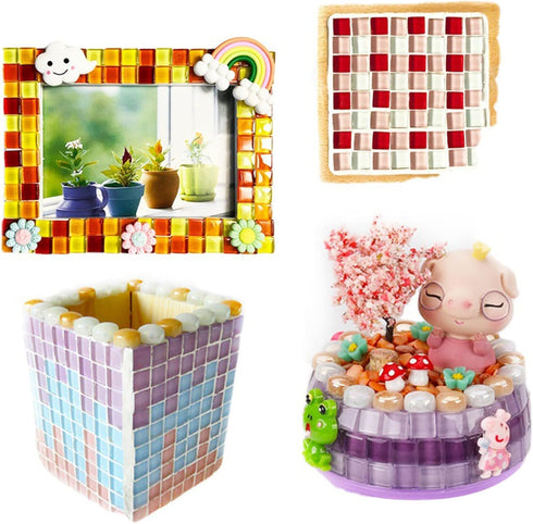 200pcs/200g Pack of Mosaic Tile Supplies for DIY Crafts, Plates, Picture Frames, Flowerpots, Handmade Jewelry – 1x1 cm Square Glass Decorative Til...
