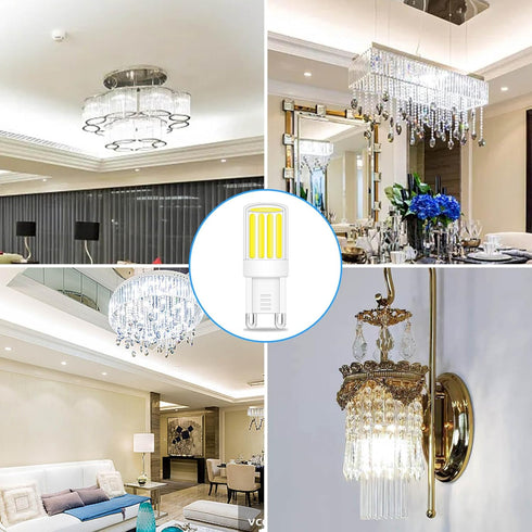 G9 LED Bulb Dimmable, Daylight White 6000K COB G9 LED Bulb, 5W G9 Base Light Bulbs 40W 50W T4 Halogen Equivalent, Bi Pin Base G9 Chandelier Lighti...