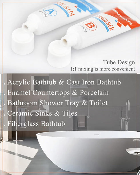 Bath Repair Kit White, Endhokn Enamel, Porcelain, Acrylic, Fiberglass, Ceramic Sink, Tub Tile Toilet Shower Kit & Tray & Chip & Pedestal Crack Hol...