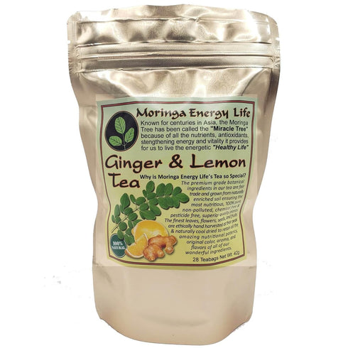 Moringa Ginger Lemon Tea 28 tea bags (Keto, Detox, Paleo, Vitamin & Minerals Booster, Vegan, Gluten-Free, Non-GMO, Caffeine-Free)...