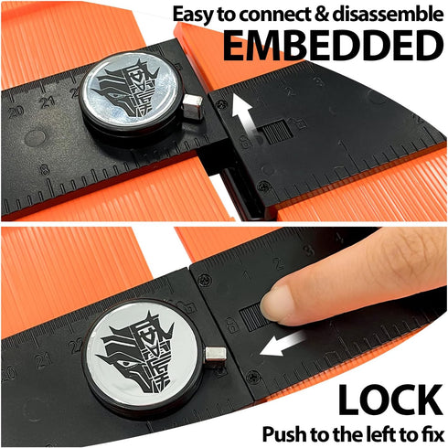 Sutekus Contour Gauge Profile Tool 10" Connectable Contour Gauge Irregular Shape Duplicator Profile Duplicator with Lock Outline Marking Tool for ...