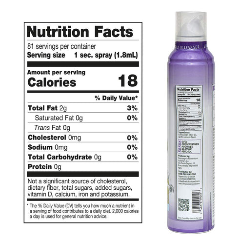 Mantova Extra Virgin Olive Oil Spray Garlic Flavored 8 oz. Spray Bottle - Manage Oil Amount - Great For Salads & Cooking...