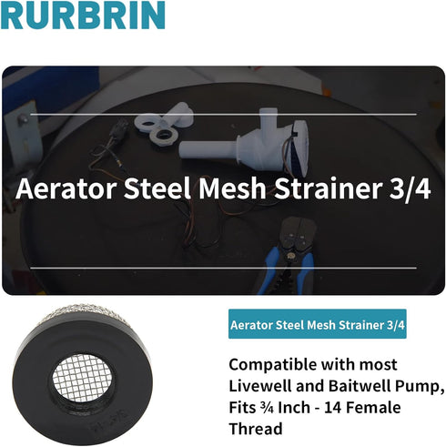 Aerator Screen Strainer Mesh Stainless Steel 3/4"- 14 Compatible with Livewell & Baitwell Pump, MA-023 Screw on Industrial Plumbing Inline Straine...