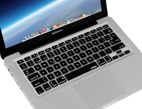 XSKN Spanish Language Silicone Keyboard Skin Cover for MacBook Air 13 & MacBook Pro 13 15 17 inch (US& European ISO Keyboard) (Black)...