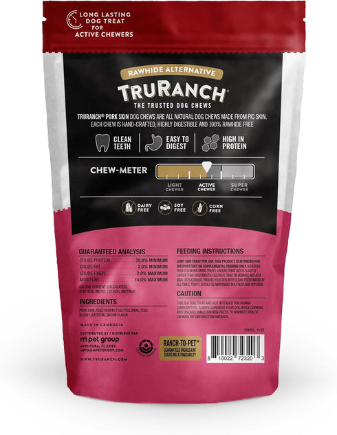 5" Medium Pork Skin Twists, Bacon Flavor, Made with Real Pork Skin, Rawhide Alternative, Healthy Dog Chews, 1 bag, 4 Count...