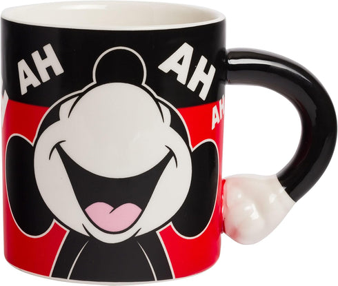 Silver Buffalo Disney Mickey Mouse Laughing Face 3D Sculpted Handle Ceramic Mug, 20 Ounces...