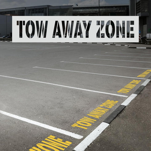 2pcs Tow Away Zone Stencils, 28.35x5.9 Inch Parking Lot Stencils Reusable Letter Stencils Paint Stencils Warning Sign Stencils Floor Paint Stencil...