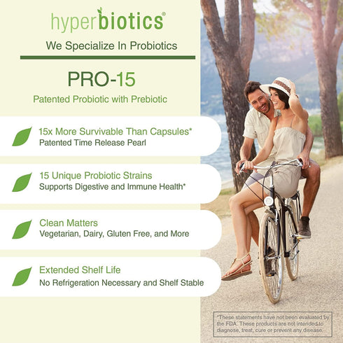 Hyperbiotics Pro 15 Vegan Probiotic Supplement | Time Release Pearls | 15 Diverse Strains | Probiotics for Women and Men | Digestive and Immune Sy...