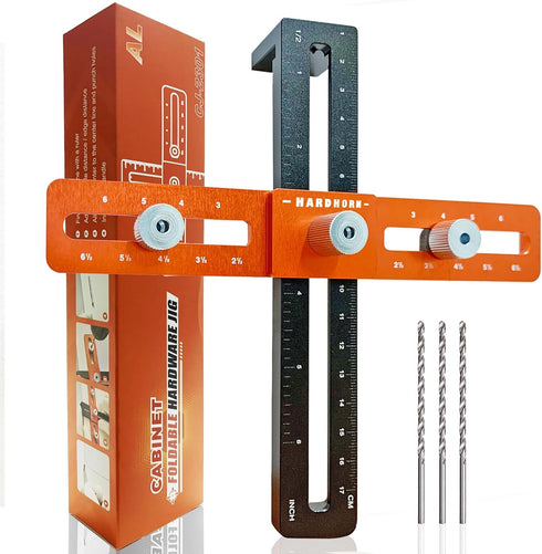 Cabinet Hardware Jig, Adjustable Cabinet Handle Template Tool for Door Knob and Drawer Pulls, Woodworking Installation Tools, Punch Locator Drill ...