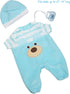 JC Toys |Blue Bear Onesie | Baby Doll Outfit + Hat + Pacifier | | Ages 2+ | Fits Dolls 12"- 14"...