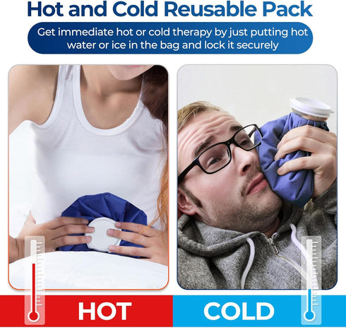 Ice Pack for Injuries Reusable: Ohuhu 3 Packs Ice Cold Packs with Wrap Ice Bag Hot Water Hot & Cold Therapy Pain Relief for Knee Leg Injury No-Lea...