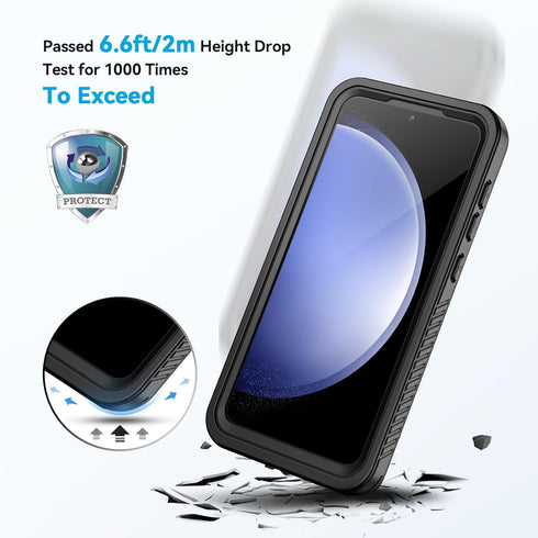 Lanhiem for Samsung Galaxy S23 FE Case, IP68 Waterproof Heavy Duty Protection Phone Cover for S23FE 5G 6.4 Inch Built-in Screen Protector, Black...