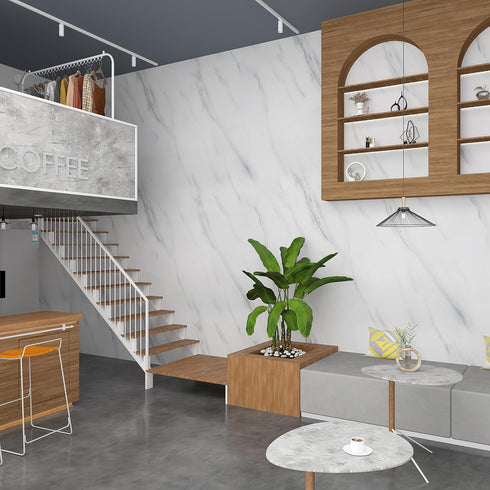 JSEVEM Grey White Marble Wallpaper Peel and Stick 15.74"×118.11" Granite Waterproof Contact Paper Self Adhesive Removable Decor Vinyl Wall Paper S...