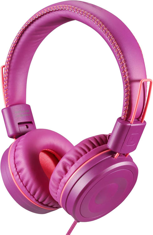 POWMEE M1 Kids Headphones Wired Headphone for Kids,Foldable Adjustable Stereo Tangle-Free,3.5MM Jack Wire Cord On-Ear Headphone for Children (Purp...