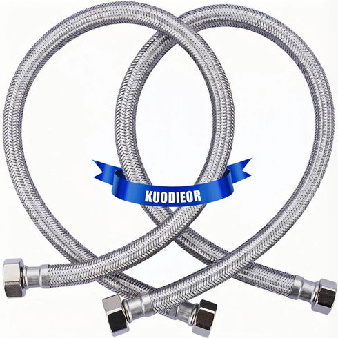 Universal Flexible Faucet Hose Connector, 24-Inch x 3/8" Comp x 1/2" FIP, Premium Braided Stainless Steel Faucet Water Supply Line for Kitchen Bat...