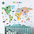 DECOWALL SG2-1615S Animal World Map Kids Wall Decals Wall Stickers Peel and Stick Removable Wall Stickers for Kids Nursery Bedroom Living Room (La...