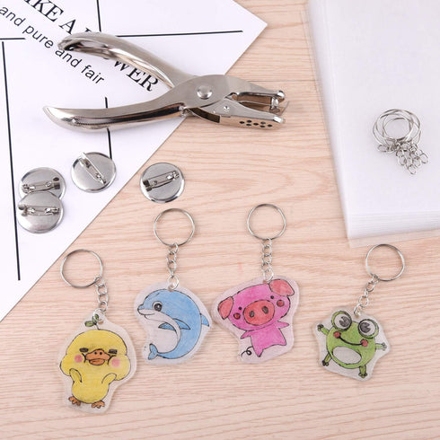 ASTARON 181Pcs Shrinking Plastic Sheets Kit includes 20 Shrinking Film Art Paper and 161 Pcs Shrinkles Keychains Making Accessories for Kids Craft...