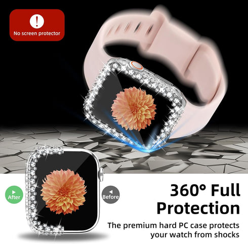 Bling Bumper Case Women Compatible with Apple Watch 45mm Full Diamond Protective Face Cover PC Frame Protector Accessories for iWatch Series 7/8/9...