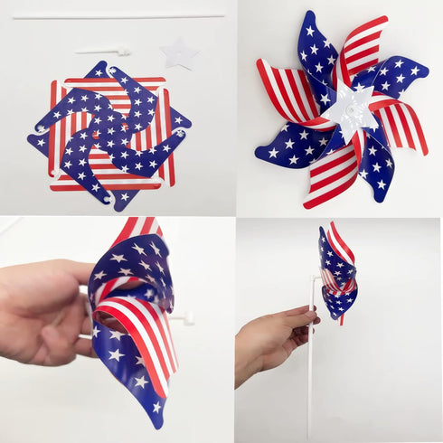 4th of July Pinwheels Patriotic Pinwheels American Flag Windmill for Memorial Day Independence Day Party Decorations 10Pcs...