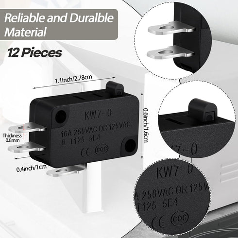 Weewooday 6 Pcs Microwave Oven Door Switch Replacement Part W10269458 W10727360 W10269460 Szm-v16-fc-61 Szm-v16-fc-62 Szm-v16-fc-63, Compatible wi...