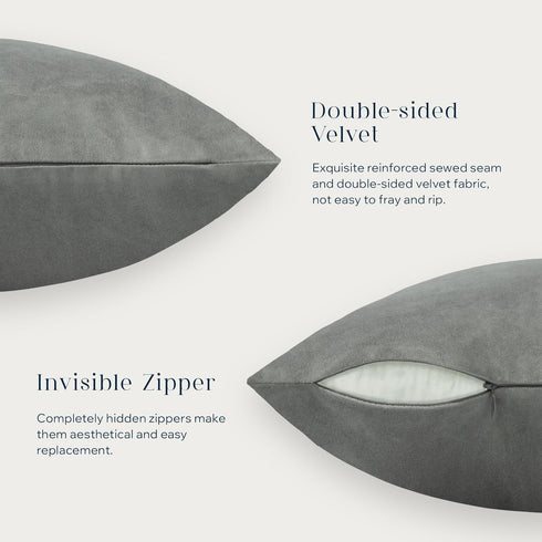 Phantoscope Pack of 2 Velvet Decorative Throw Decorative Pillow Cover Soft Solid Square Cushion Case for Couch Mist Grey 20 x 20 inches 50 x 50 cm...