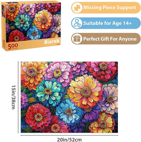 500 Piece Puzzle for Adults Puzzle Flowers, Recycled Cardboar Jigsaw Puzzles 500 Pieces Children Elderly, Family Activity Game Great Gift for Mom ...