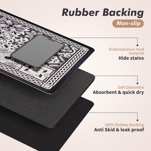Coffee Mat, Boho Style Dish Drying Mat, Fast Water Absorption, Hide Stains, Easy to Clean, Fit Coffee Bar Accessories, Bar Mats for Countertop (11...