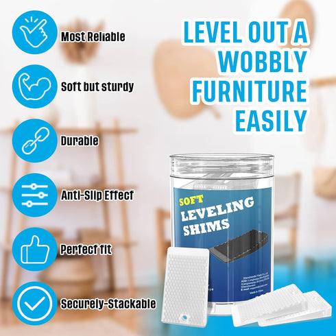 Furniture Levelers, 32 Pieces Jar, Clear Table Shim Premium Restaurant Leg Wedges, Home Improvement DIY Levelers - Rubber Type Texture, Firm, Non-...