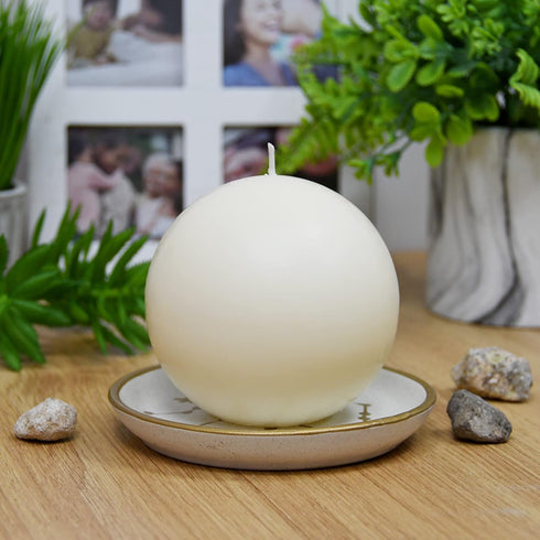 4 Inch Pale Ivory Ball Candles...