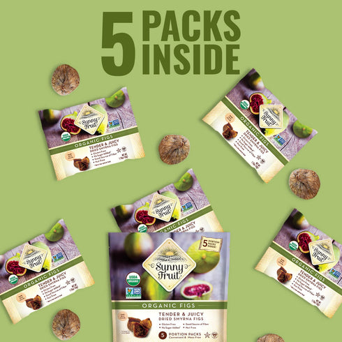 Sunny Fruit Soft Organic Turkish Dried Figs - 1 Bag (5 Individual Portion Packs) | No Preservatives, No Sugar Added | Healthy, Convenient Snack Pa...