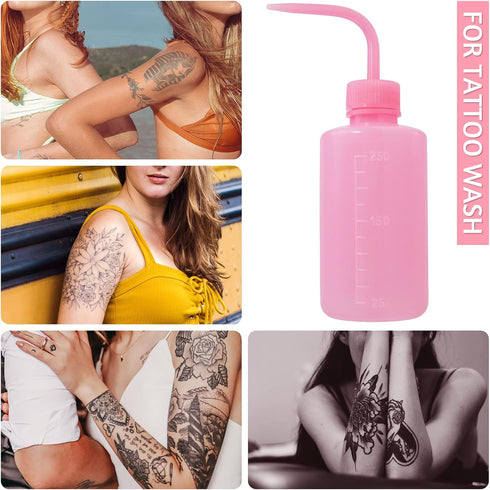 4 Packs Wash Bottle Plastic Tattoo Wash Bottle Water Squirt Bottle Squeeze Diffuser Bottle Food Dispensers Salad Jam Bottle (Pink)...