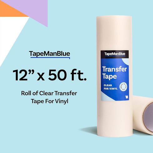 12" x 50' Roll of Clear Transfer Tape for Vinyl, Made in America, Premium-Grade Vinyl Transfer Tape for Cricut Crafts, Decals, and Letters...