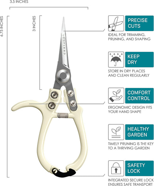 Plant Pruning Shears Garden Trimming Scissors Precision Hand Pruner Herb Snips Flower Clippers Bonsai Trimmers Straight Sharp Blade Tapered Tip Er...