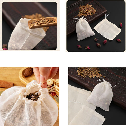 24PCS Drawstring Filter Bags Reusable Pure Cotton Muslin Bags for Soup Herbal Medicine Marinade Tea Infusion Seasonings Residue Separation Househo...