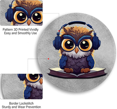 Cute Owl Mouse Pad, Funny Small Mouse Pads for Desk, Round Mousepad for Wireless Mouse Gaming Work Laptop, Mini Travel Computer Mouse Mat, Home De...