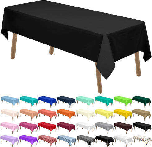PARTY ULYJA Black Plastic Tablecloths 2 Pack Disposable Table Covers 54 x 108 Inch PEVA Opaque Table Cloths for BBQ Picnic Birthday Wedding Banque...