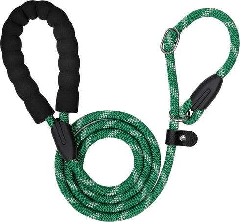 WePet Dog Training Slip Leash, No Pull, Durable Reflective Lead, Puppy Heavy Duty Loop Rope, Comfortable Handle, 6 ft, 1/2 inch, diam. Forest/Whit...