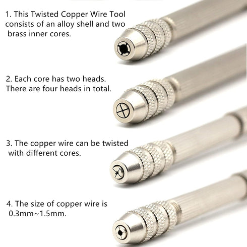 3PCS DIY Twisted Copper Wire Tool Winding Copper Wire for Jewelry Making, Artifact Handmade Antique Jewelry Accessories Mini Pin Vise Jewelry Maki...