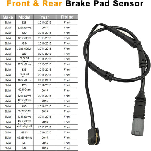 Brake Pad Wear Sensor Front Wheel | Compatible for BMW F20 F30 F80 for 228i 320i 328d xDrive 335i 428i 435i M3 M4 2012 2013 2014 2015 | Replacemen...
