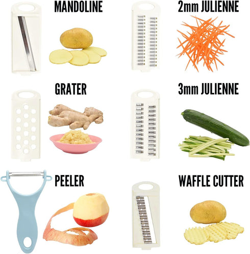 5 in 1 Mandoline Slicer for Kitchen, Vegetable Slicer Multi Blade Potato Chip, Veggie shredder, Vegetable Cutter, Julienne Shredder and peeler For...