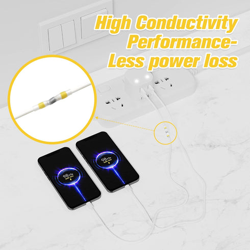 Kuject 50PCS Solder Seal Wire Connectors AWG 12-10, Yellow Solder Seal Heat Shrink Butt Connectors Terminals Solder Sleeve Waterproof Wire Splice ...