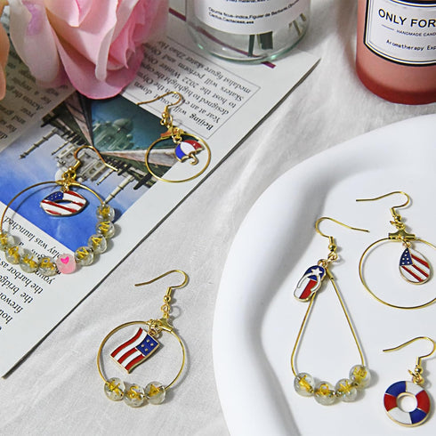 XKCWXY 415Pcs Earring Making Kit with Beading Hoop Earring Finding Component Accessories,Earring Hooks,Jump Rings,Earring Backs,American Flag Char...