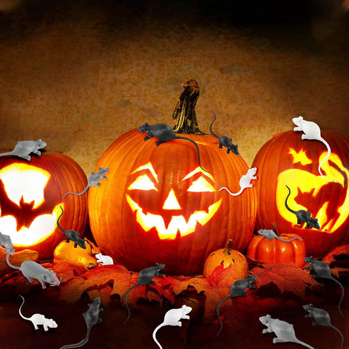 33 PCS Halloween Fake Mouse Toys, Realistic Plastic Mouse Figurines Simulated Big and Small Mouse Models for Halloween Party Decorations Joke Tric...