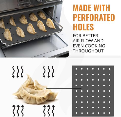 Reusable Liners for Toaster Oven Air Fryer 9 x 11 Accessories Compatible with Breville, Black & Decker, Cuisinart, Emeril Lagasse + More, Perforat...