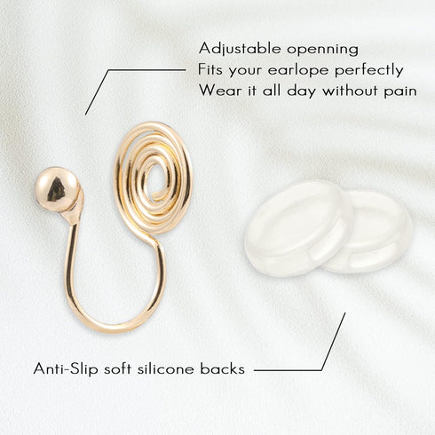 LIGHT RAIN Clip-On Earrings, All-Day Wear Gold & Silver Plated Stud, Hoop, Dangle Design Jewelry for Non-Pierced Ears...