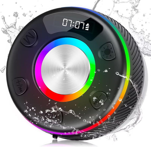 Bluetooth Shower Speaker, HD Stereo Sound Bluetooth Speaker, IPX7 Waterproof Wireless Speaker with Multi RGB Colorful Light Dynamic Modes/FM Radio...